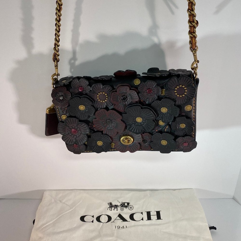 Coach "Dinky" Flower Applique Leather Bag